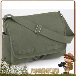 Sac Besace scolaire étudiant Vintage Classic Messenger VERT Rothco france