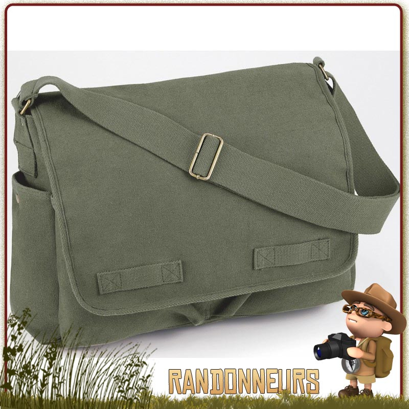 Sac Besace scolaire étudiant Vintage Classic Messenger VERT Rothco france