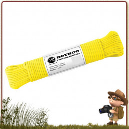 Paracorde randonnée bushcraft Polyester 30 m Rothco Safety Yellow de survie