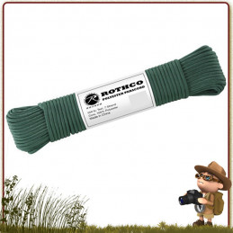 Paracorde Polyester 30 m Rothco Vert Chasse outil de survie et bushcraft multi fonction et tressage