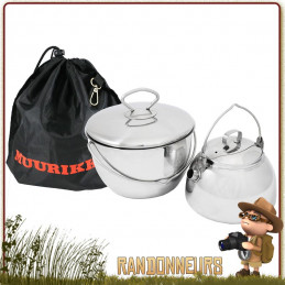 Set Popote Campfire Inox Muurikka bivouac bushcraft avec casserole et bouilloire