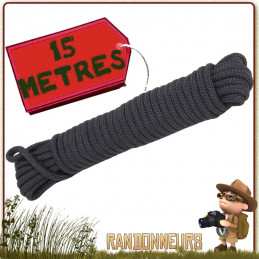 Corde bushcraft Polypropylene 15 mètres NOIRE Rothco