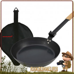 Poele à Frire Acier au carbone 24 cm Muurikka anti adhesive de cuisson feu de bois bivouac bushcraft