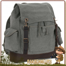 Sac a dos Vintage Canvas Cuir Bushcraft CHARCOAL Rothco