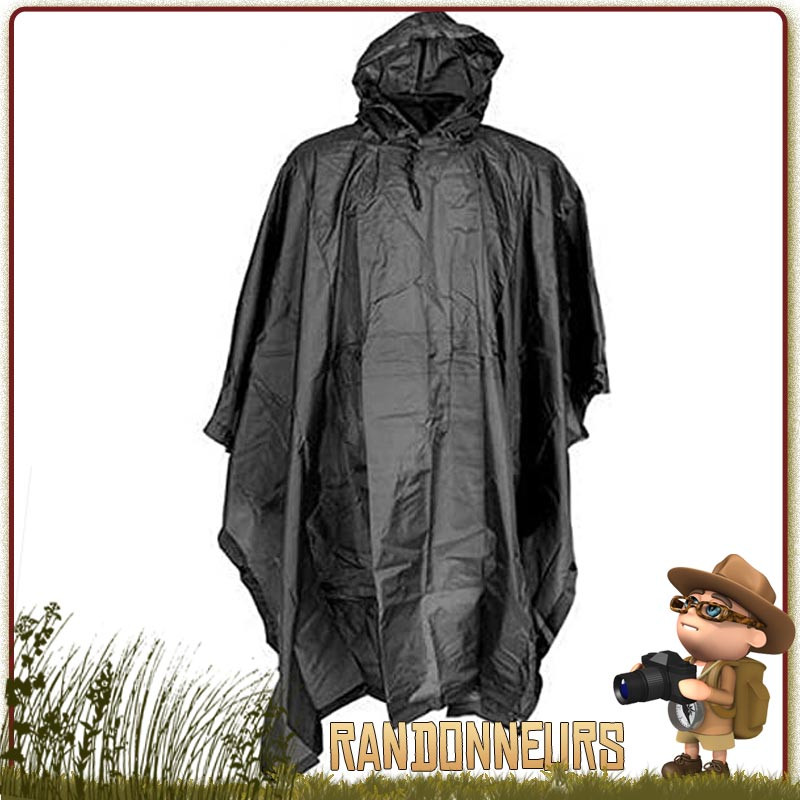 Poncho randonnee Tarp Ripstop noir Fostex bivouac trekking bushcraft