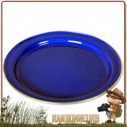 Assiette Plate tole Acier Émaillée Bleue Origin Outdoors vintage