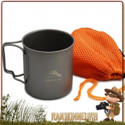 tasse titane toaks 450 ml 45 cl pour randonnée ultra légère. Le titane toaks est robuste et adapté à un bivouac