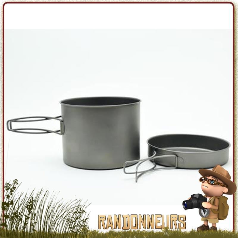 Popote Titane 1600ml Pot Toaks avec poêle pour la randonner léger bivouac  avec couvercle poêle bushcraft trekking