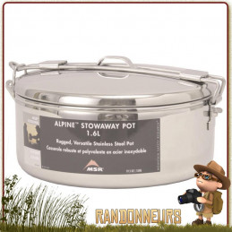 Casserole  bushcraft inox MSR Alpine Stowaway 110 cl. Ultra Résistante poignées à charnières avec fermeture robuste