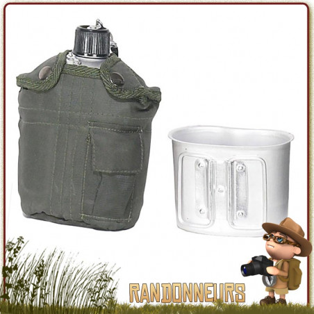 Set Gourde Armée US type GI's Aluminium Rothco VERT OLIVE