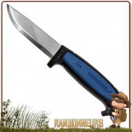 Couteau bushcraft Mora PRO S Inox Lame en acier Carbone 12c27 de 8.9 cm, dureté 60 HRC, manche gomme noir