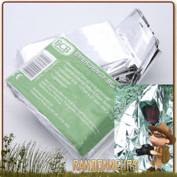 Couverture de survie hypothermique, argent, ultra légère, compacte et robuste. Matériel survie premiers secours