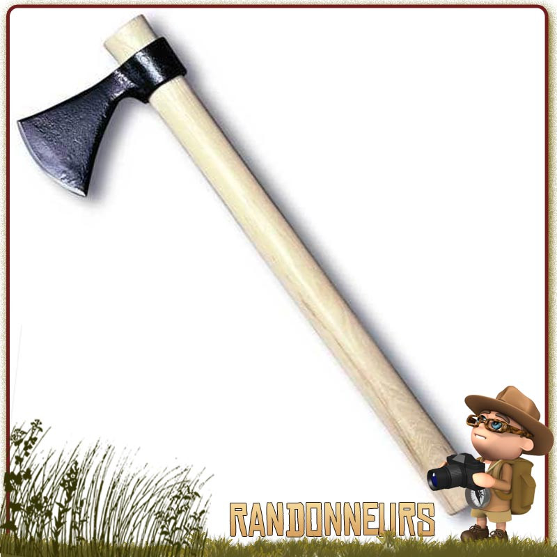 Hache Frontier Hawk Cold Steel, ultra robuste, manche en bois, longueur totale 55 cm