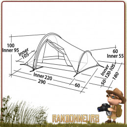 tente tunnel challenger 2 places  robens inclinée avec entrée latérale abside plus spacieuse 3 saisons