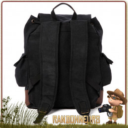 Sac a dos type Bushcraft Vintage Canvas Cuir NOIR Rothco france pour la randonnée